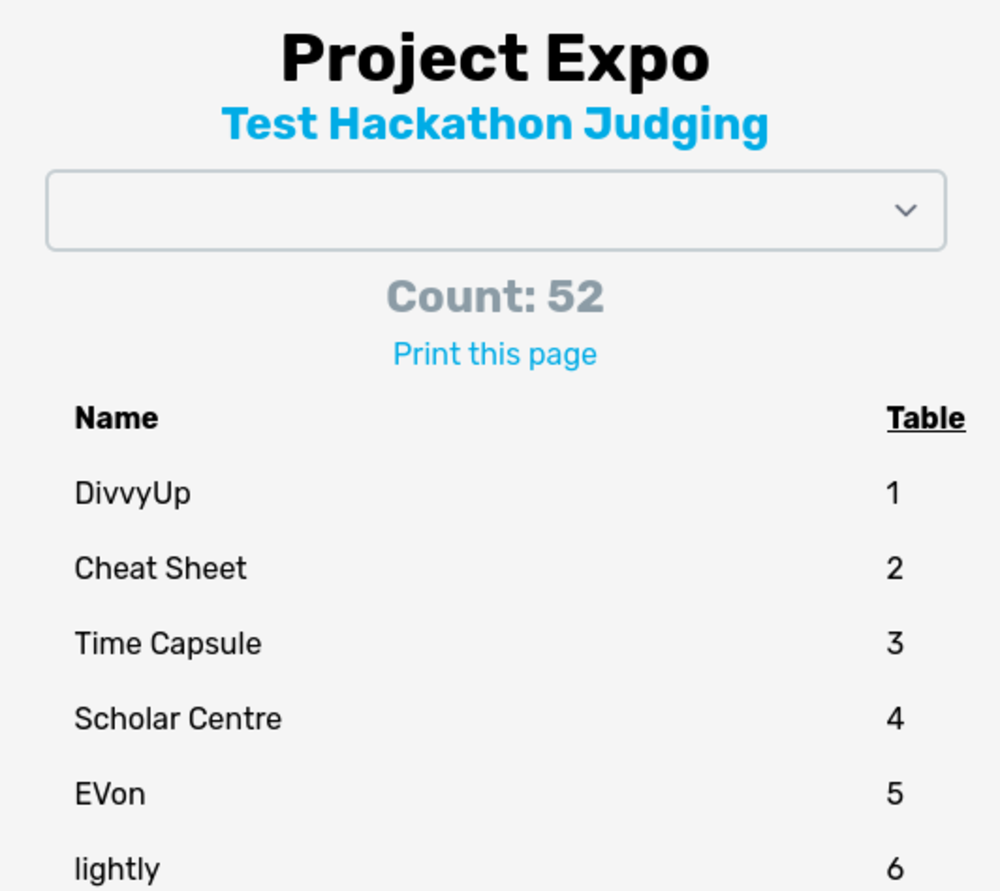 Project Expo Page